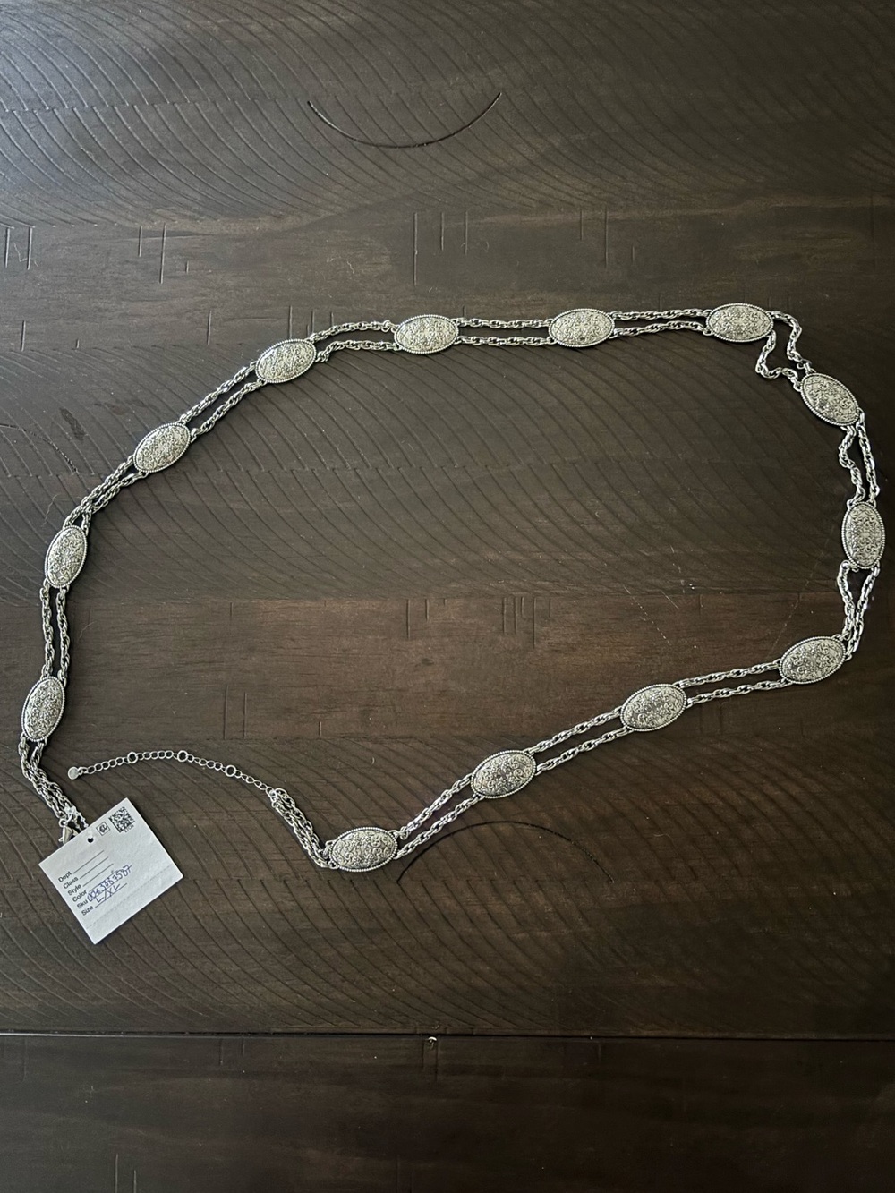Silver-tone double chain concho belt Size XL